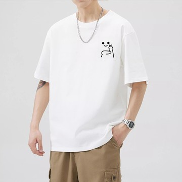 潮款風~重磅純棉t恤 日韓係簡約印花t 寬鬆加大碼短袖oversize短tee男女生衕款上衣新款衣服 短袖T恤 時尚T恤