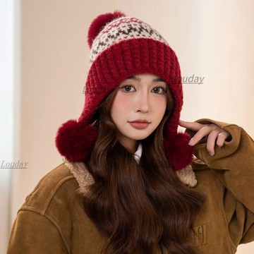換季新品🔥費爾島風雪地帽 秋冬帽子 防寒保暖冷帽 包頭帽 加厚護耳帽 賞雪帽 機車帽 針織帽子冬季加絨加厚防寒保暖護耳