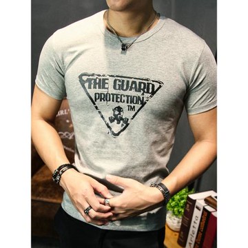 夏季緊身短袖T恤男潮彈力修身半袖韓版運動體恤純棉跑步健身汗衫