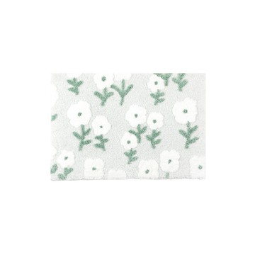 【日本霜山】插畫風防滑吸水快乾浴室踏墊-48x76cm-多色可選白色小花