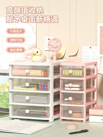 桌面收納家用盒子辦公室抽屜式透明整理ins網紅手賬化妝品收納盒