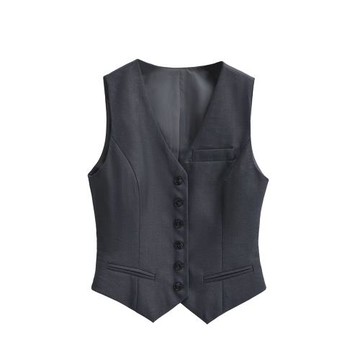 美式復古單排扣V領馬甲修身顯瘦英倫風西裝馬夾秋季新款女坎肩