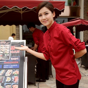 西餐飲前臺收銀咖啡廳夏裝女 奶茶火鍋飯店酒店服務員工作服短袖