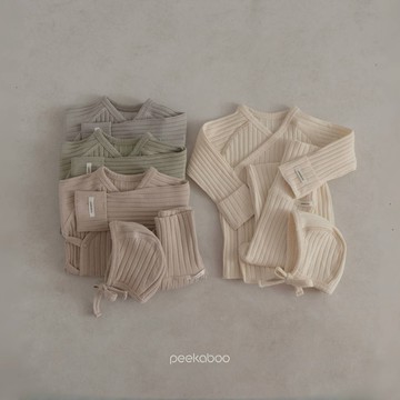 peekaboo Ian柔感羅紋新生兒套裝｜新生兒衣服 嬰兒套裝 寶寶套裝 韓國童裝 嬰兒帽子