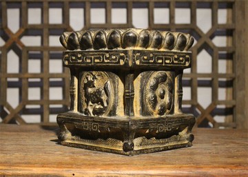 石墩青石底座家用室內裝飾鏤空竹節吉祿石頭墩子石鼓仿古石雕擺件