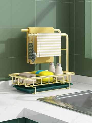 不銹鋼抹布架置物架海綿瀝水收納洗碗布臺面抹布掛架收納神器