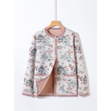 媽媽裝秋裝外套中老年人衣服女太太開衫60歲70奶奶裝冬裝加絨上衣