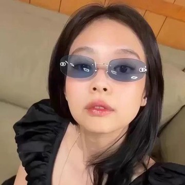 Jennie同款冰藍色無框墨鏡2025夏季新款高級感辣妹風Y2K太陽眼鏡