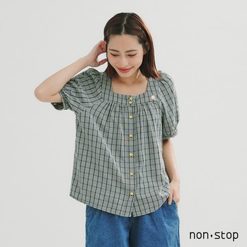 non-stop 幸運日常格紋方領上衣-2色