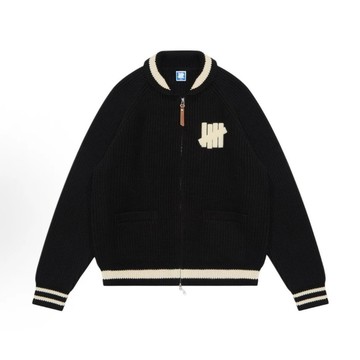 【TACKSTHGOOD】全新正品 UNDEFEATED 美式復古 針織 開襟 毛衣 拉鍊 外套 黑 灰 限量