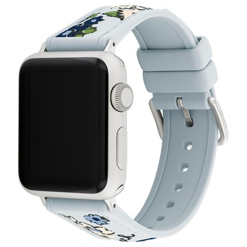 COACH Apple Watch 淡藍花朵錶帶 38/40/41mm適用 矽膠錶帶 禮物 送禮(不含手錶)