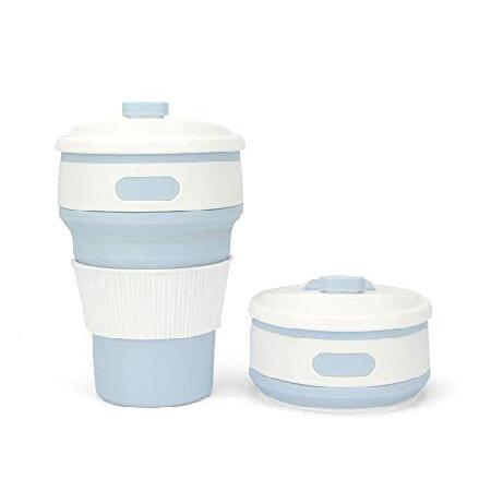 Folding Silicone Cup, Portable Silicone Telescopic Drinking Collapsible Coffee Cup, Multi-function Foldable Silica Mug Travel (Light Blue)並行輸入