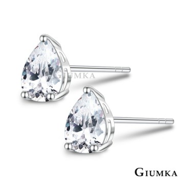 GIUMKA純銀耳釘925純銀耳環女款梨形切面水滴款 8x10MM