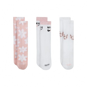 Nike 耐吉 襪子 Everyday Cushioned Crew 粉 白 小花 長襪 三雙入 加厚 DH6297-904