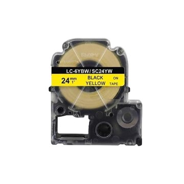 Tactink相容EPSON護貝標籤帶/LC-6YBW/24mmx8M/黃底黑字