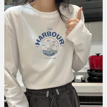 秋冬長袖T恤女    新款  內搭百搭  小衆ins 純色休閒上衣  圓領打底衫潮  寬鬆顯瘦  上衣 SOFZ