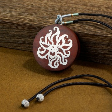 現貨+預購 道家掛件項鍊吊墜-小葉紫檀木鑲銀九尾狐男女飾品74if58【獨家進口】【米蘭精品】