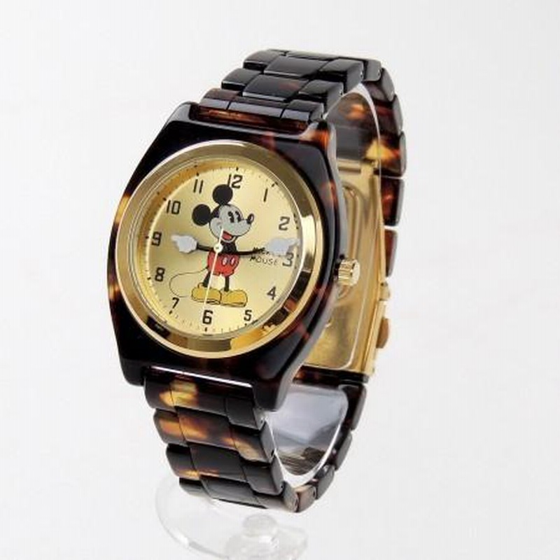 Disney】べっ甲柄 ミッキー ウォッチ Mickey 腕時計 ベージュ
