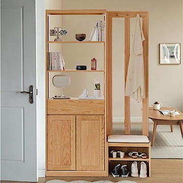 源氏木語布拉格橡木原木色玄關置物櫃穿鞋椅1.2M Y84L01 梨白色 (H014382604)