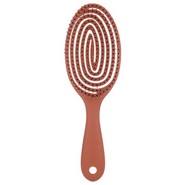 杺制 舒壓彈力按摩梳 記憶梳齒 雙C造型 專利設計  豆沙紅  1個