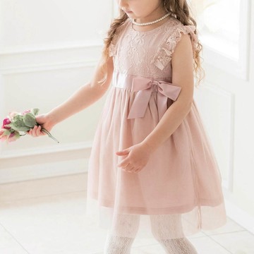 日本 Catherine Cottage - 復古風蕾絲薄紗無袖洋裝-氣質粉