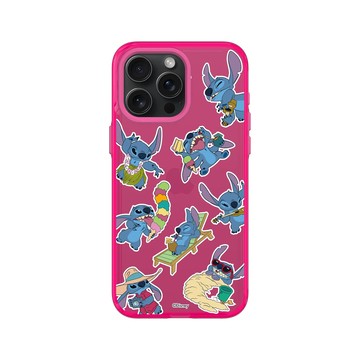 iPhone 15 Pro Max Clear 粉漾桃 - 迪士尼-史迪奇 Disney Stitch - 貼紙系列-夏威夷舞蹈