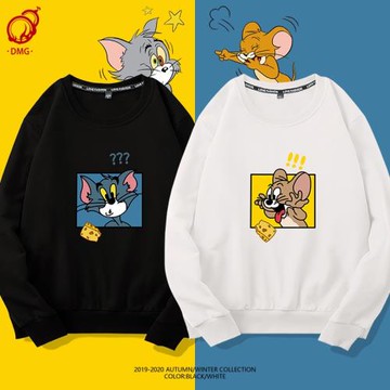 貓和老鼠衛衣男女同款聯名湯姆roora情侶裝圓領寬松潮牌上衣外套