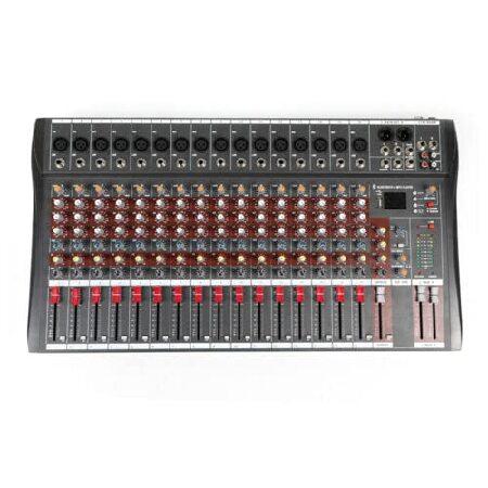 16 Channel Audio Mixer Sound Mixing Console, Live Studio Audio Mixer Power Mixing Amplifier, with Bluetooth USB, PC Recording Input, Suitable for Fami