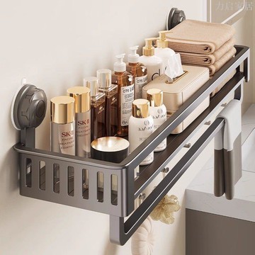 衛生間吸盤置物架浴室廁所毛巾沐浴露洗發水化妝品收納架子免打孔
