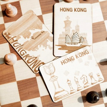 【棋遇 香港】系列-  原木明信片