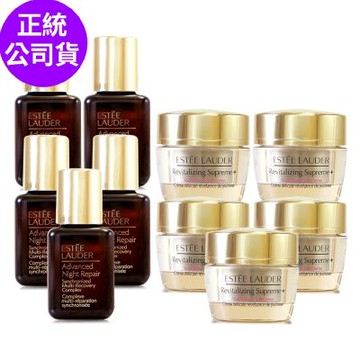 *ESTEE LAUDER雅詩蘭黛 特潤超導全方位修護露15ml*5+年輕無敵膠原霜15ml*5(正統公司貨)