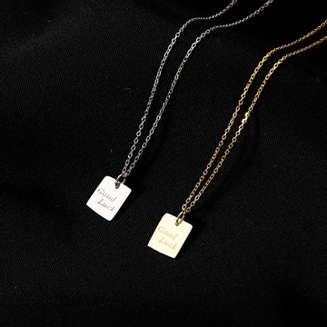 925純銀GoodLuck項鏈女小眾設計感鎖骨鏈年新款ins冷淡風