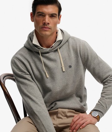 Superdry Men's Monogram Embroidered Hoodie Dark Grey Size: Xxl