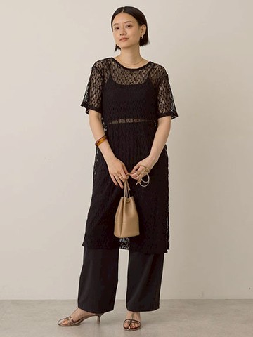 鏤空蕾絲窄版側開衩洋裝(0H000507700) - AMERICAN HOLIC