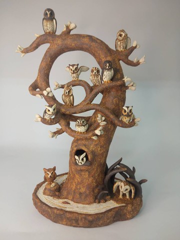 台灣貓頭鷹守護神/陶藝品/原創