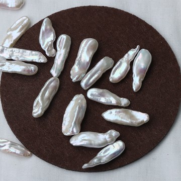 Zz-一顆價格長條天然淡水珍珠巴洛克琵琶散珠diy耳環飾品配件