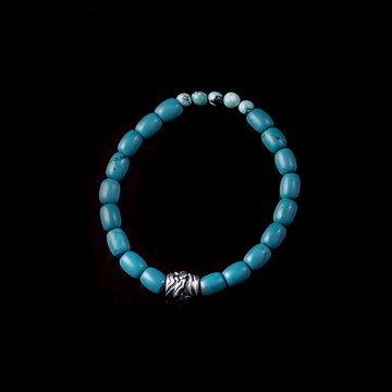 【JK銀飾】雙虎珠 松石手串 / 純銀【礦石、手串、手環】