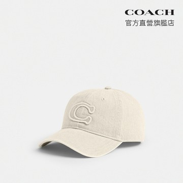 【COACH】經典SIGNATURE貼飾棒球帽-粉筆白色(CCN89)｜官方直營
