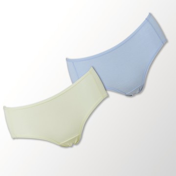 【5件1788】蕾黛絲-牛奶紗棉褲二件包中腰內褲 M-EL 蔚藍/鵝黃｜C768741A I2