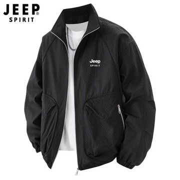 JEEP吉普男士2025春季新款寬松休閑立領上衣青年百搭大碼工裝外套