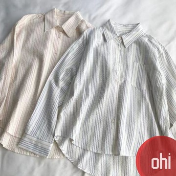 【ohi】夏季薄款防曬襯衫外套 小清新寬鬆百搭 長袖襯衫 學院風襯衫女 女生襯衫 襯衣 襯衫 上衣 女裝 GSN138