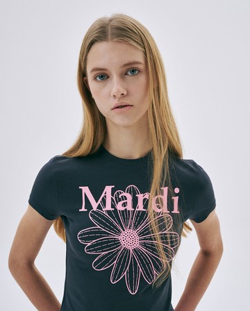MARDI MERCREDI 印花短TEE 短版 碳灰色 經典小雛菊 粉花 CROPPED TSHIRT FLOWERMARDI