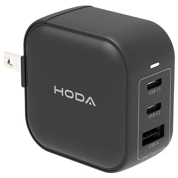 HODA 好貼 GaN氮化鎵140W智慧方型三孔電源供應器  黑色  1個