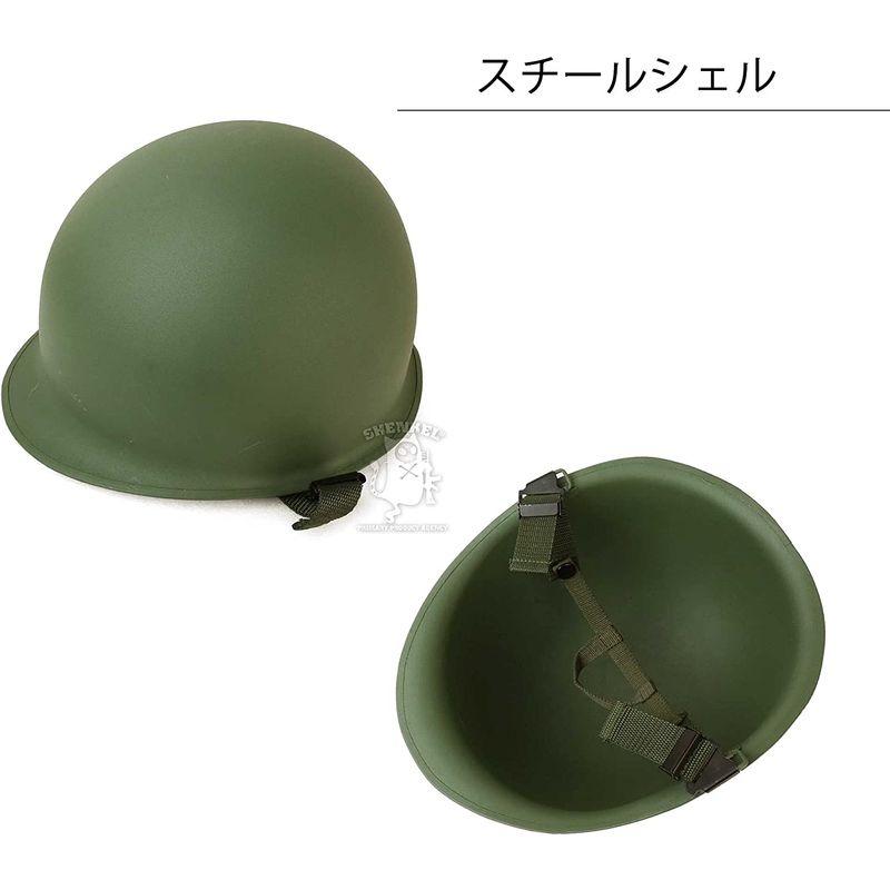 アメリカ軍 M-1 スチールヘルメット (スチールシェル プラスチックライナー) OD レプリカ