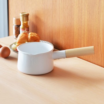 日本FORMLADY 小泉誠 kaico日製原木單柄琺瑯牛奶鍋-920ml