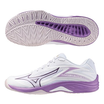 MIZUNO 美津濃 排球鞋 女鞋 運動鞋 THUNDER BLADE 白紫 V1GC237010
