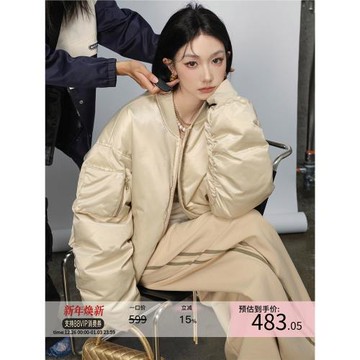 區區歐陽羽絨服棒球外套女冬季新款休閑寬松美式復古加厚保暖夾克