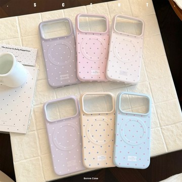 簡約ins小清新純色波點防摔手機殼 iphone17磁吸手機殼 16 15保護殼 硅膠軟殼