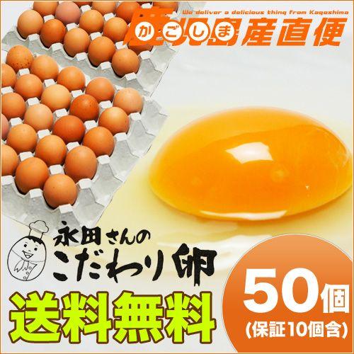 クール便  永田さんのこだわり卵 50個(破損補償10個含む) 九州 鹿児島県産 たまご