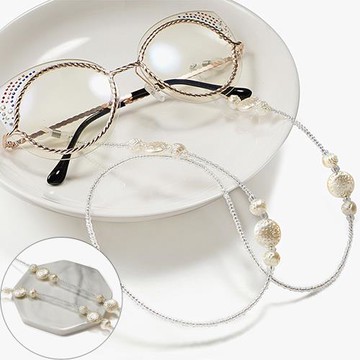 seoul show首爾秀 斑點貝殼玫瑰串珠兩用口罩掛繩鏈墨鏡平光眼鏡鍊老花近視防丟鍊